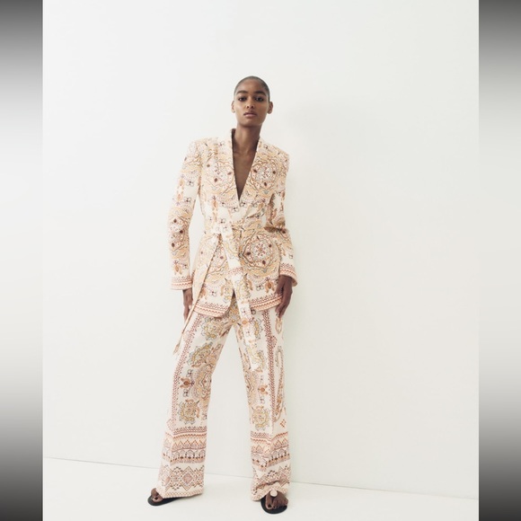 Zara printed linen blend pants - Picture 2 of 7